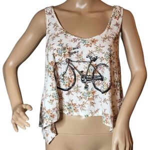 Floral bicycle cropped tank